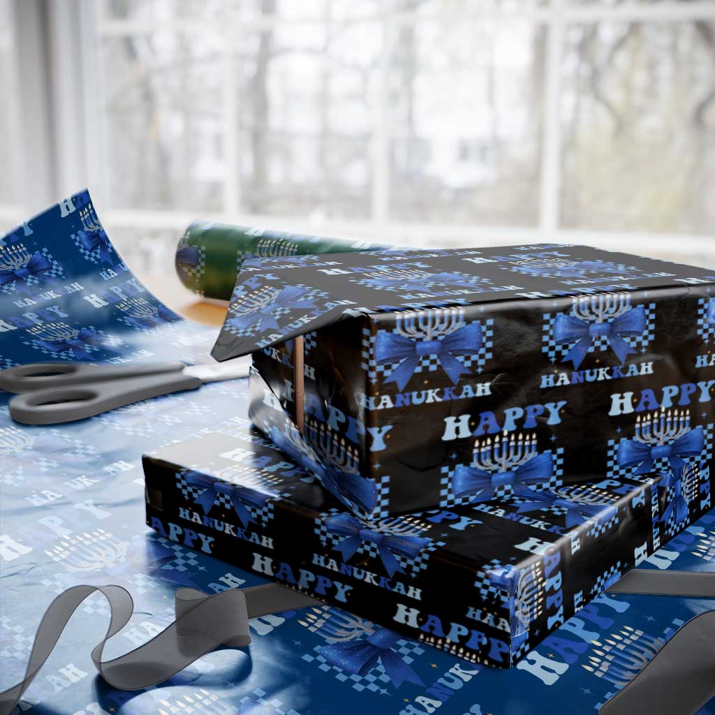 Coquette Hanukkah Wrapping Paper Roll Jewish Menorah Bow Girls TS10 Black Print Your Wear