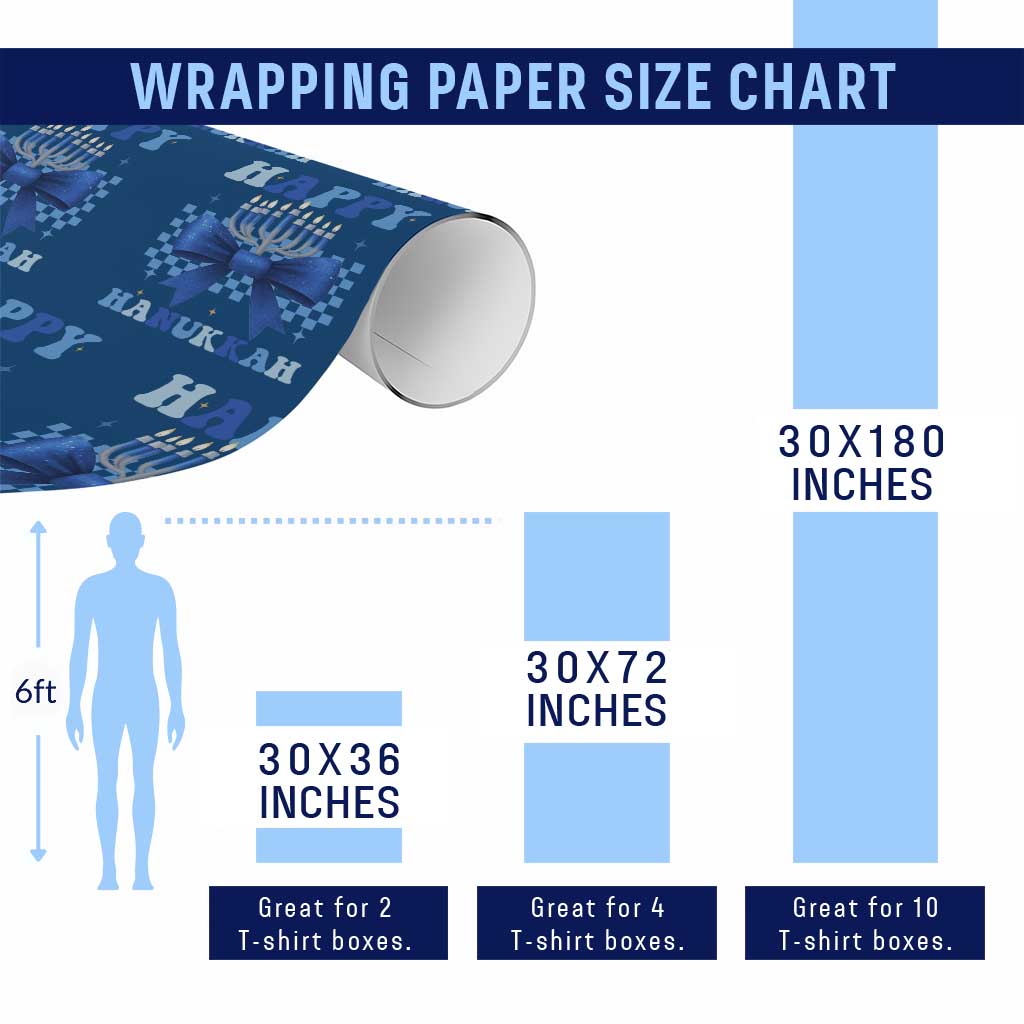 Coquette Hanukkah Wrapping Paper Roll Jewish Menorah Bow Girls TS10 Print Your Wear