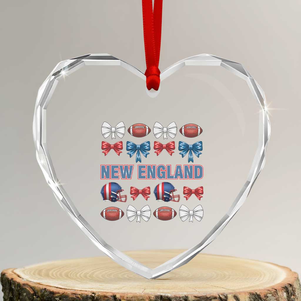 Coquette NE Football Fan Heart Crystal Glass Ornament Gift For Women TS12 Transparent Glass 3'' Heart Print Your Wear