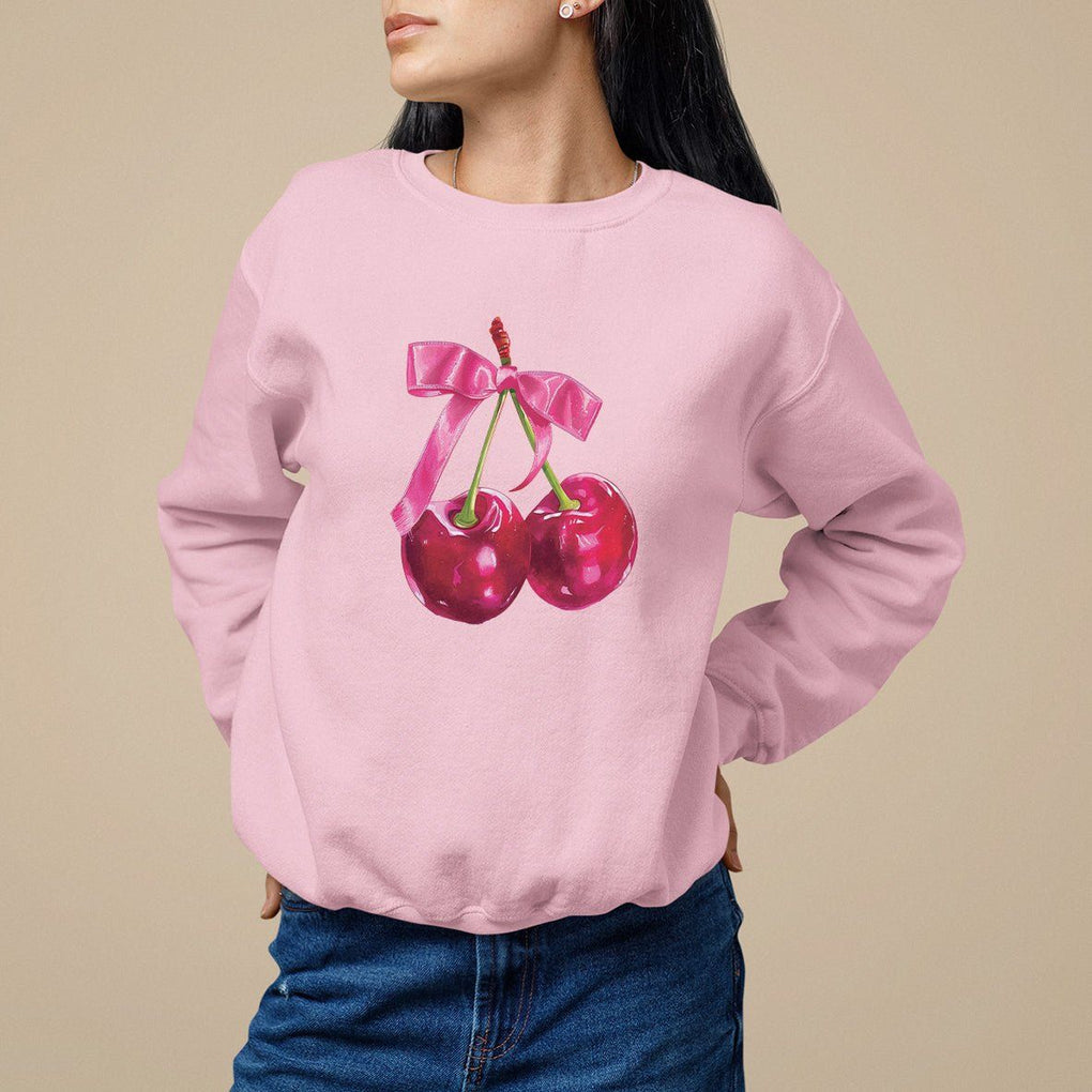 Coquette Sweatshirt Kawaii Cherry Aesthetic Trendy Girly Girl TS09 Light Pink Printyourwear