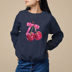 Coquette Sweatshirt Kawaii Cherry Aesthetic Trendy Girly Girl TS09 Navy Printyourwear