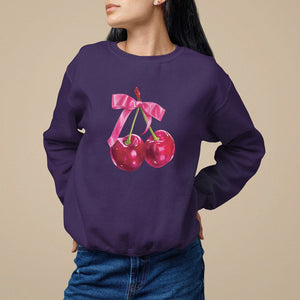 Coquette Sweatshirt Kawaii Cherry Aesthetic Trendy Girly Girl TS09 Purple Printyourwear