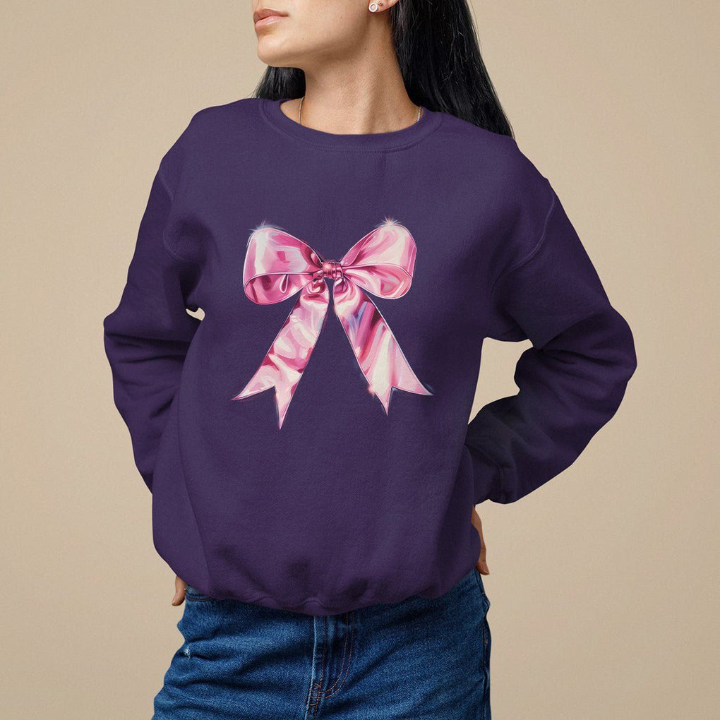 Coquette Sweatshirt Pink Ribbon Aesthetic Trendy Girly Girl TS09 Purple Printyourwear