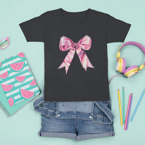 Coquette T Shirt For Kid Pink Ribbon Aesthetic Trendy Girly Girl TS09 Black Printyourwear