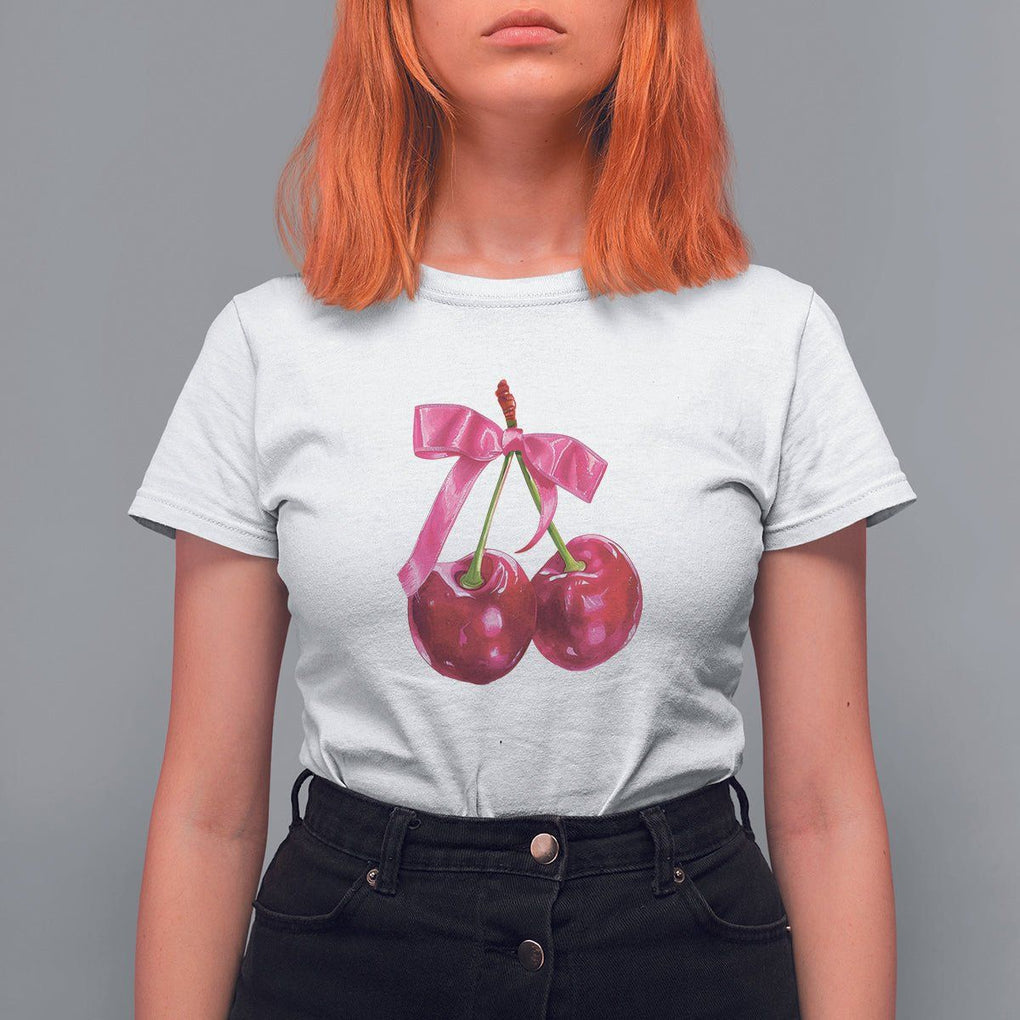 Coquette T Shirt For Women Kawaii Cherry Aesthetic Trendy Girly Girl TS09 White Printyourwear