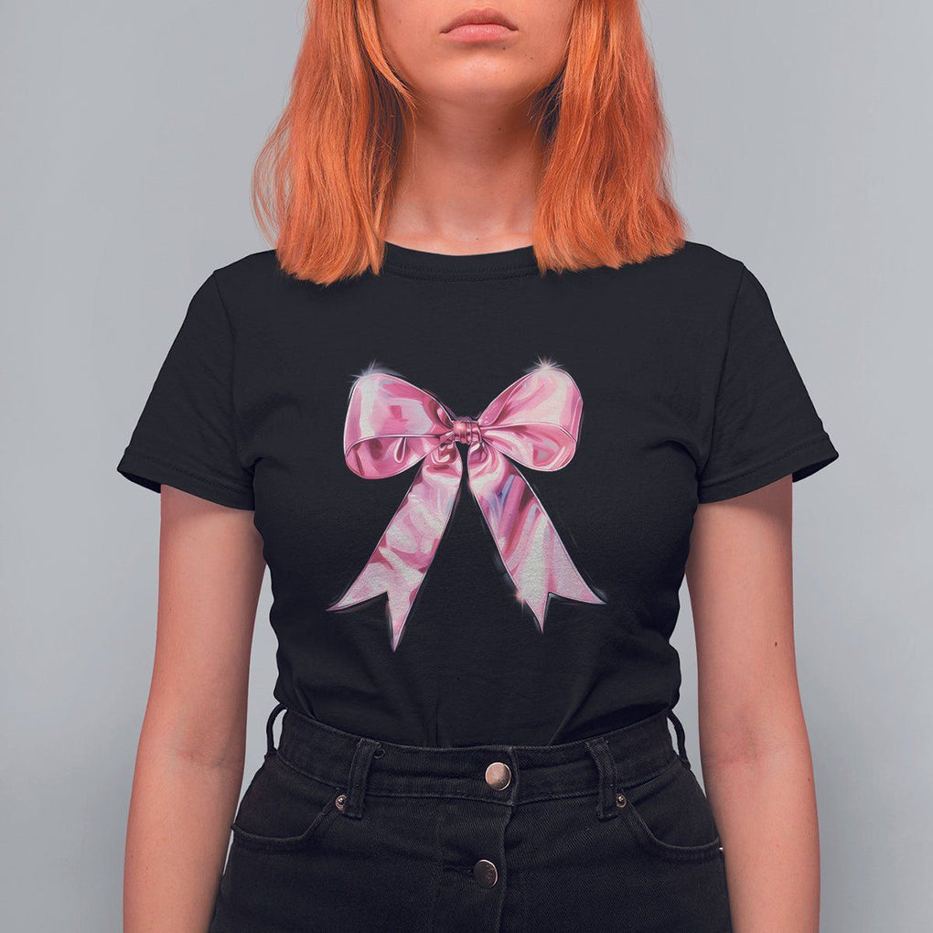 Coquette T Shirt For Women Pink Ribbon Aesthetic Trendy Girly Girl TS09 Black Printyourwear