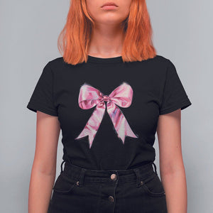 Coquette T Shirt For Women Pink Ribbon Aesthetic Trendy Girly Girl TS09 Black Printyourwear