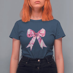 Coquette T Shirt For Women Pink Ribbon Aesthetic Trendy Girly Girl TS09 Navy Printyourwear