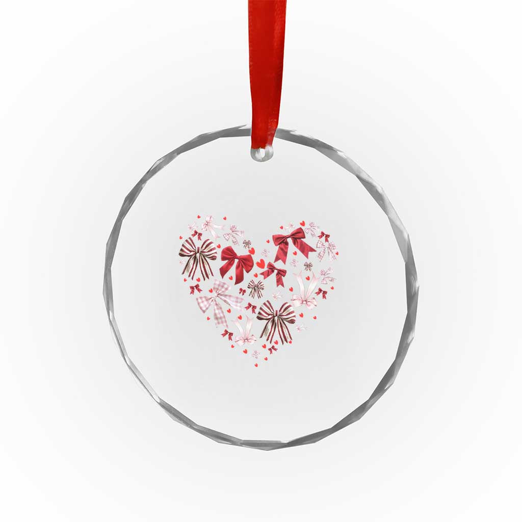 Coquette Valentine's Day Heart Bow Crystal Glass Ornament TS10 Print Your Wear