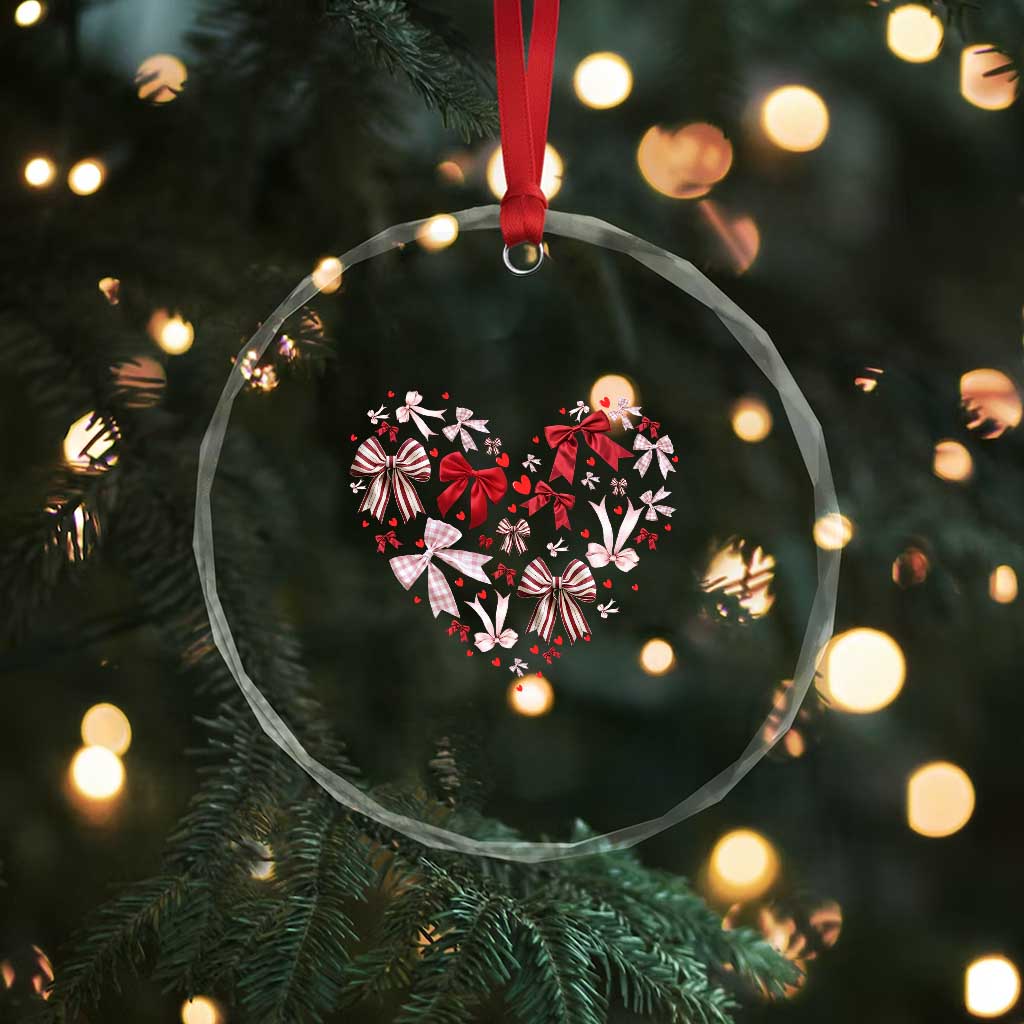 Coquette Valentine's Day Heart Bow Crystal Glass Ornament TS10 Print Your Wear