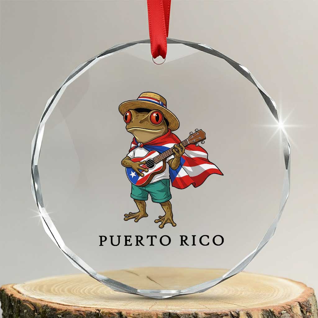 Coqui Frog Puerto Rico Crystal Glass Ornament Boricua Taino Island Pride TS14 Transparent Glass 3'' Circle Print Your Wear