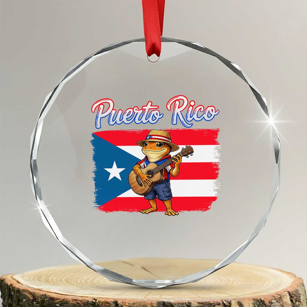Coqui Frog Puerto Rico Flag Crystal Glass Ornament Puerto Rican Taino Boricua TS14 Transparent Glass 3'' Circle Print Your Wear