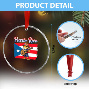 Coqui Frog Puerto Rico Flag Crystal Glass Ornament Puerto Rican Taino Boricua