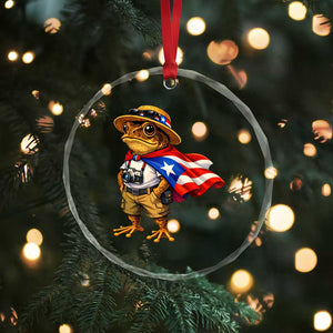 Coqui Frog Puerto Rico Flag Crystal Glass Ornament Puerto Rican Taino Boricua Vibes TS10 Print Your Wear