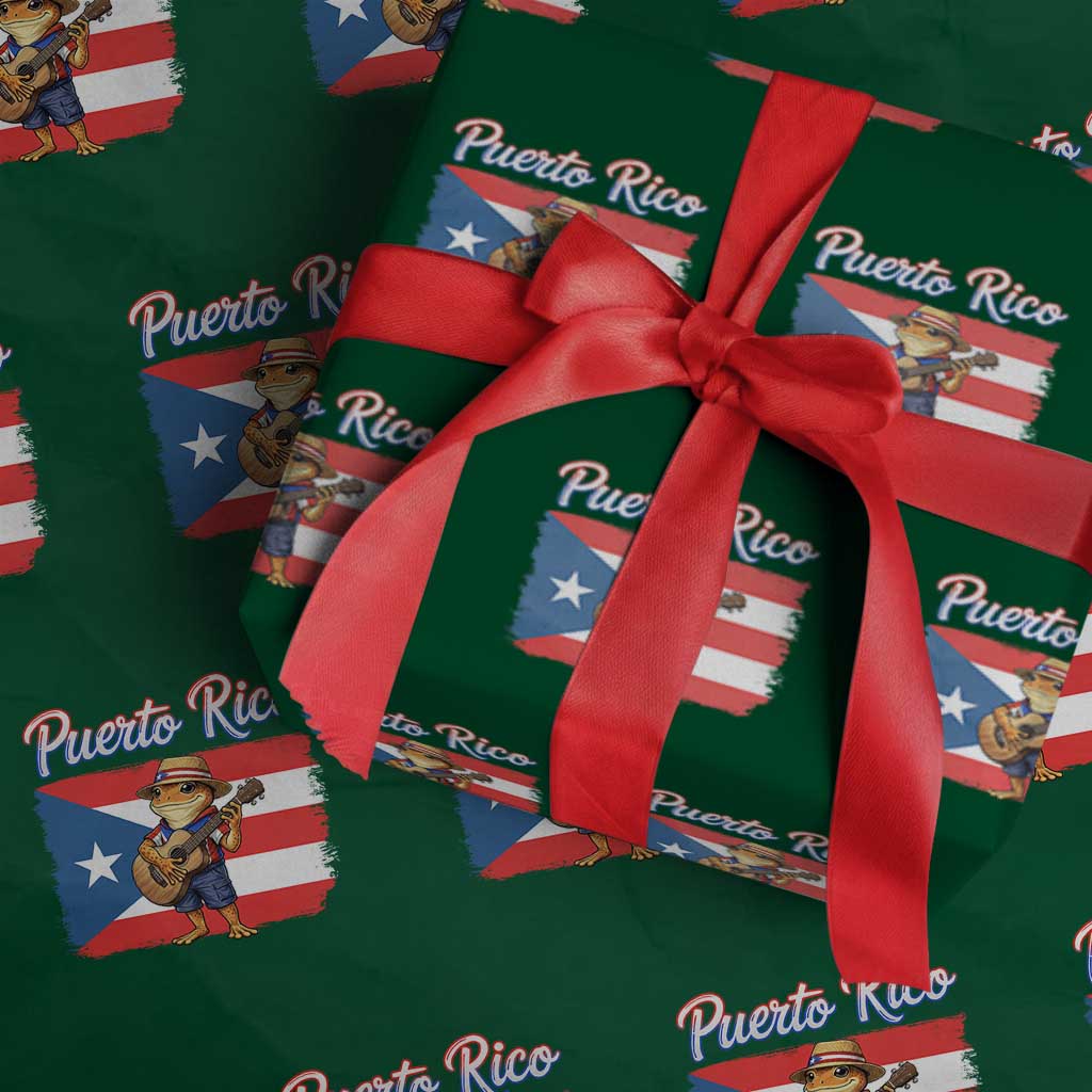 Coqui Frog Puerto Rico Flag Wrapping Paper Roll Puerto Rican Taino Boricua