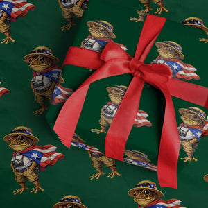 Coqui Frog Puerto Rico Flag Wrapping Paper Roll Puerto Rican Taino Boricua Vibes TS10 Green Print Your Wear