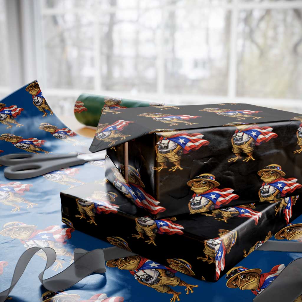 Coqui Frog Puerto Rico Flag Wrapping Paper Roll Puerto Rican Taino Boricua Vibes TS10 Black Print Your Wear