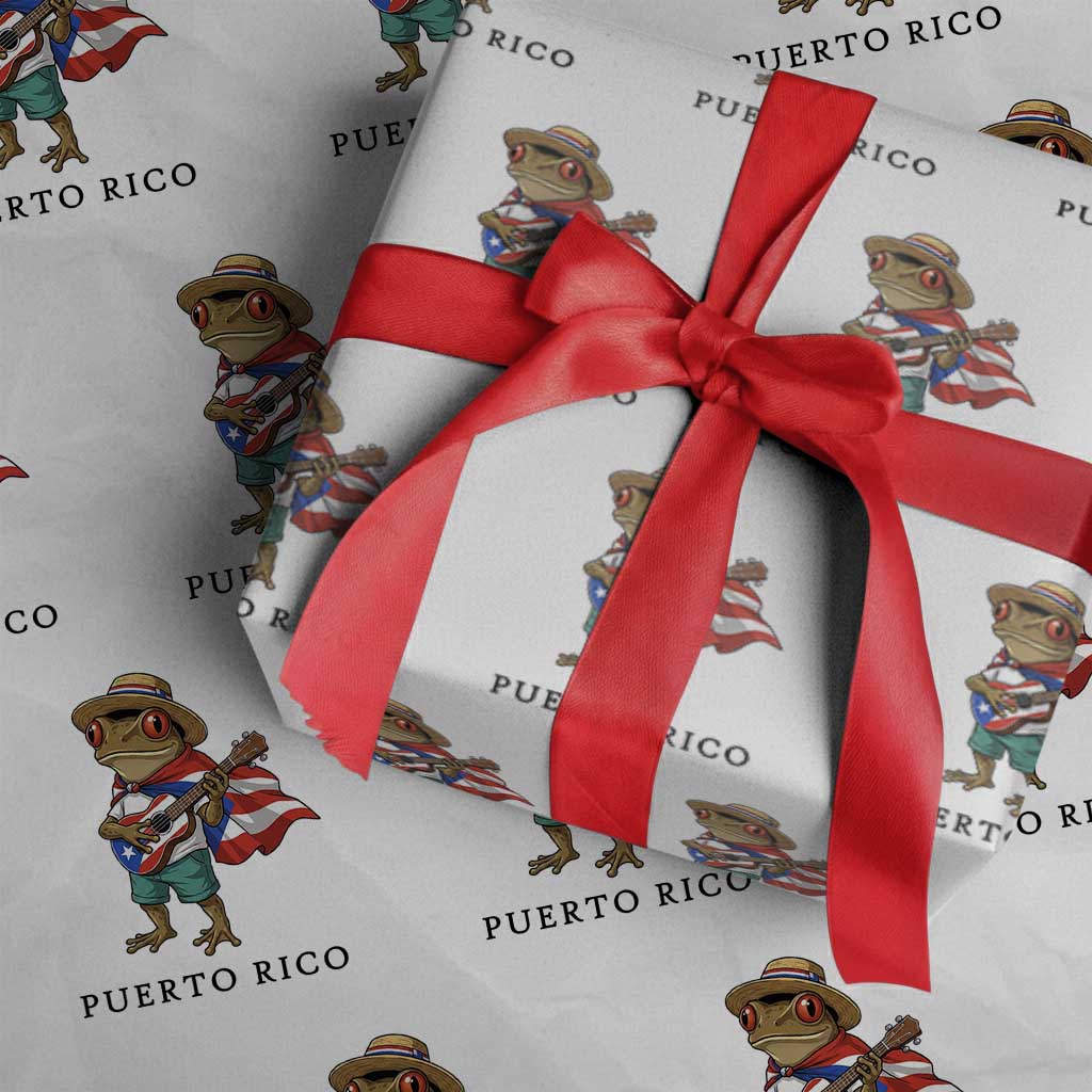 Coqui Frog Puerto Rico Wrapping Paper Roll Boricua Taino Island Pride TS14 White Print Your Wear