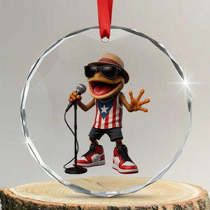 Coqui Puerto Rican Flag Crystal Glass Ornament Taino Boricua Frog Singing - Print Your Wear