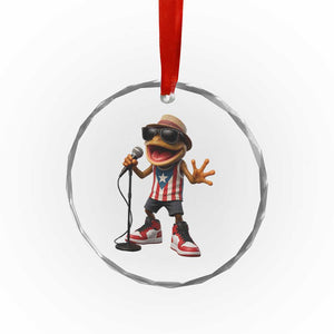 Coqui Puerto Rican Flag Crystal Glass Ornament Taino Boricua Frog Singing - Print Your Wear