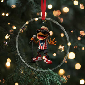 Coqui Puerto Rican Flag Crystal Glass Ornament Taino Boricua Frog Singing - Print Your Wear