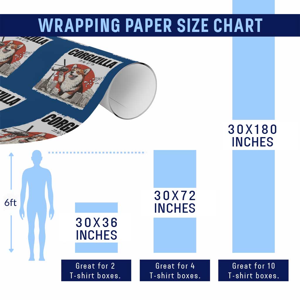 Corgizilla Giant Wrapping Paper Roll Funny Corgi Monster Roaring Tokyo Japan TS12 Print Your Wear