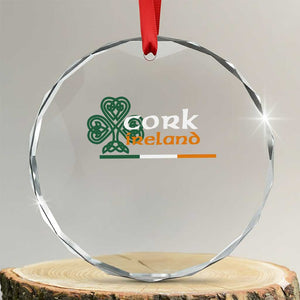 Cork Ireland Crystal Glass Ornament Irish City Souvenir St Patricks Day Celtic Shamrock TS11 Transparent Glass 3'' Circle Print Your Wear