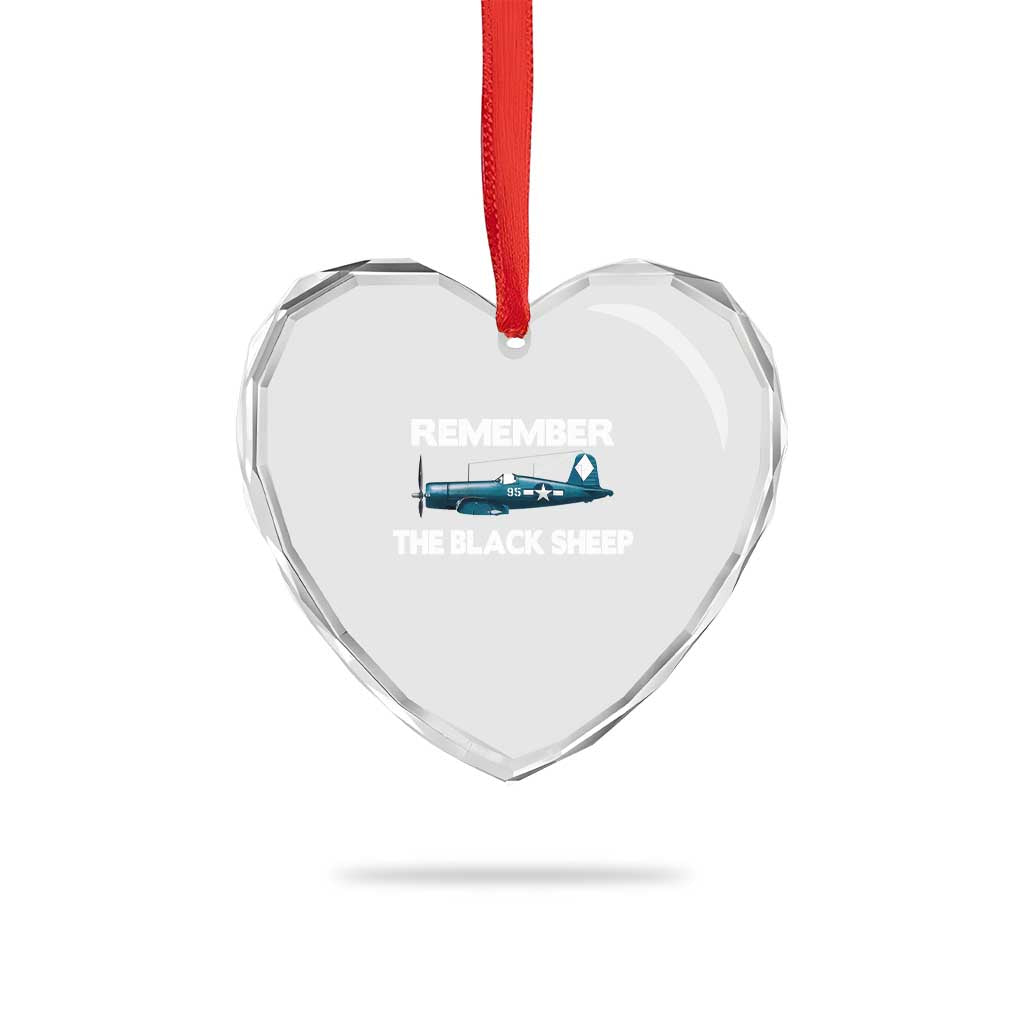 CORSAIR WWII HISTORY Heart Crystal Glass Ornament Black Sheep Squadron Pilot TS02 Print Your Wear