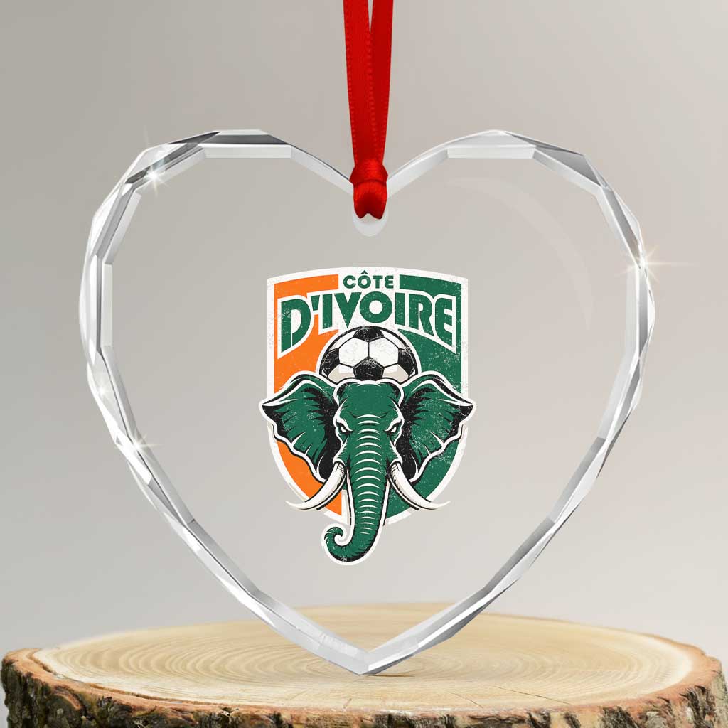 Côte D'ivoire Classic Ivory Coast Elephant Football Heart Crystal Glass Ornament Ivorians Pride