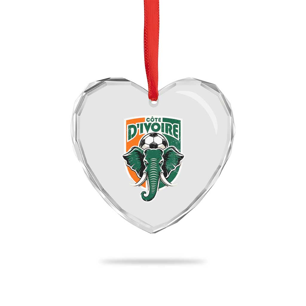 Côte D'ivoire Classic Ivory Coast Elephant Football Heart Crystal Glass Ornament Ivorians Pride