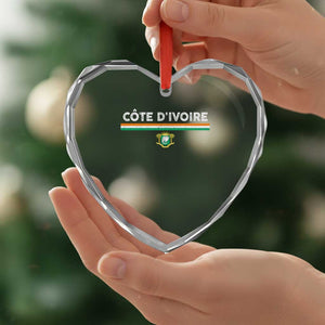 Côte D'ivoire Elephant Sporty Ivory Coast Flag Heart Crystal Glass Ornament