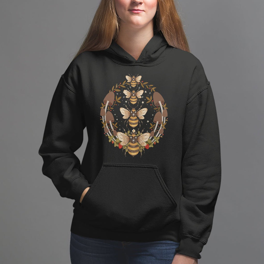 Cottagecore Dark Academia Spiritual Animal Bee Hoodie TS02 Black Printyourwear
