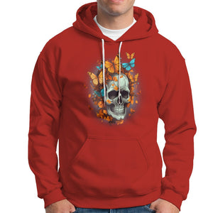 Cottagecore Floral Skull Hoodie Butterfly Aesthetic TS02 Red Printyourwear