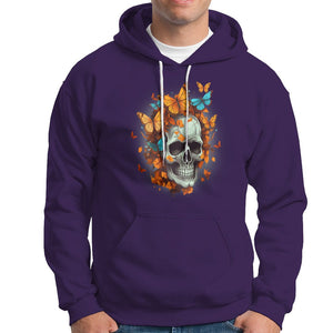 Cottagecore Floral Skull Hoodie Butterfly Aesthetic TS02 Purple Printyourwear