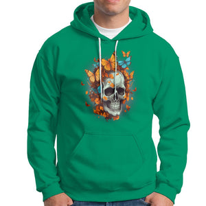 Cottagecore Floral Skull Hoodie Butterfly Aesthetic TS02 Irish Green Printyourwear