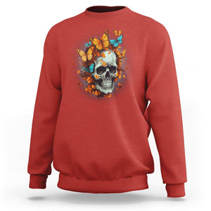 Cottagecore Floral Skull Sweatshirt Butterfly Aesthetic TS02 Red Printyourwear