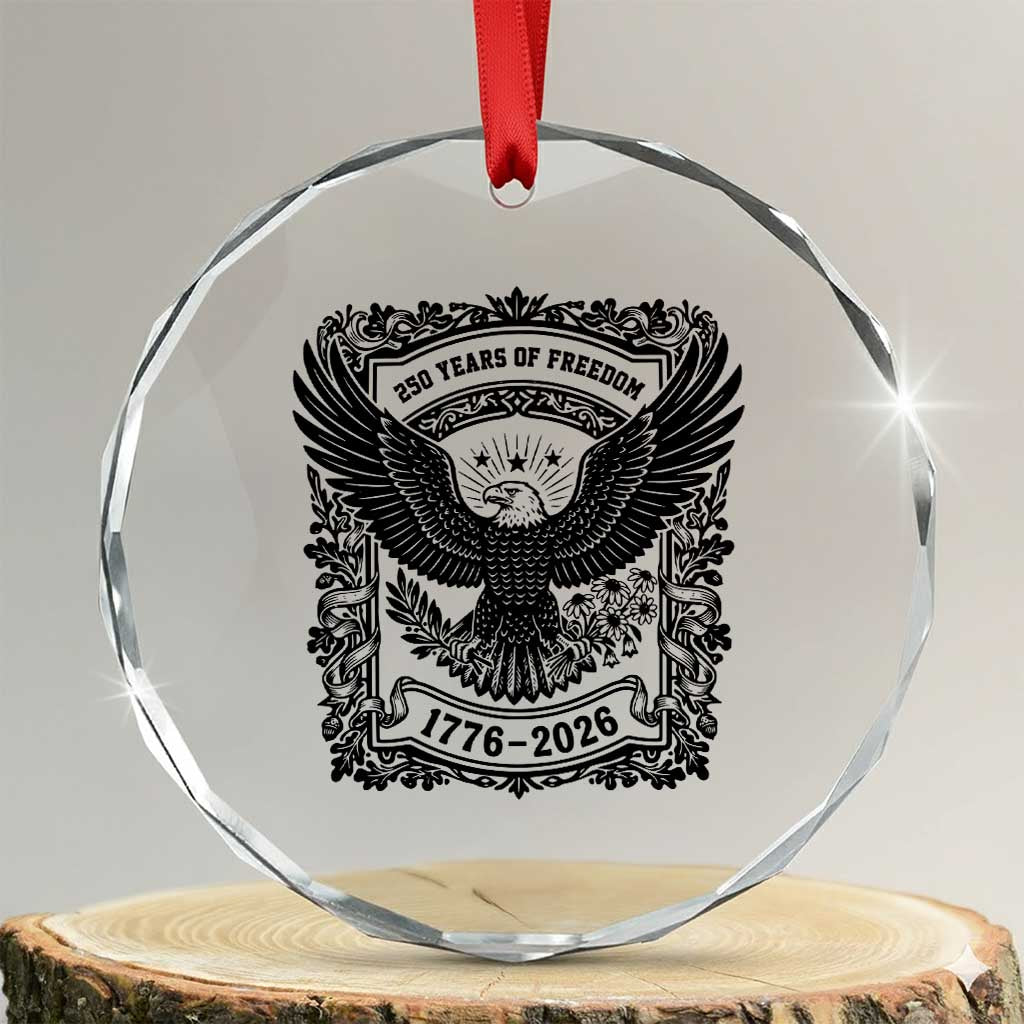 Cottagecore Patriotic Eagle 250th Anniversary USA Gift Crystal Glass Ornament TS12 Transparent Glass 3'' Circle Print Your Wear