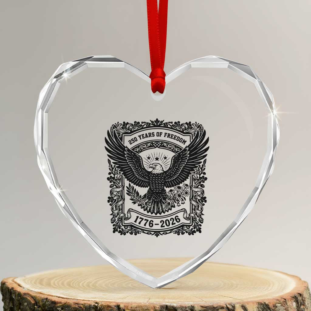Cottagecore Patriotic Eagle 250th Anniversary USA Gift Heart Crystal Glass Ornament TS12 Transparent Glass 3'' Heart Print Your Wear
