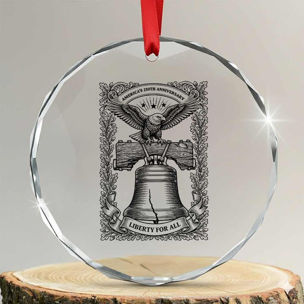 Cottagecore Patriotic Eagle Liberty Bell Crystal Glass Ornament 250th Anniversary Gift TS12 Transparent Glass 3'' Circle Print Your Wear