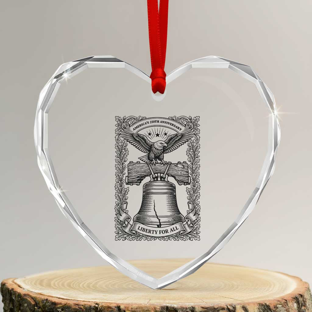 Cottagecore Patriotic Eagle Liberty Bell Heart Crystal Glass Ornament 250th Anniversary Gift TS12 Transparent Glass 3'' Heart Print Your Wear