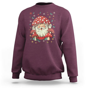 Cottagecore Santa Sweatshirt Retro Vintage Christmas Mushroom Core Claus Face TS02 Maroon Printyourwear