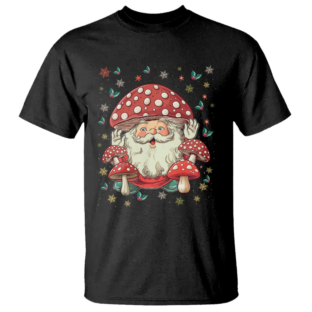 Cottagecore Santa T Shirt Retro Vintage Christmas Mushroom Core Claus Face TS02 Black Printyourwear