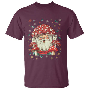 Cottagecore Santa T Shirt Retro Vintage Christmas Mushroom Core Claus Face TS02 Maroon Printyourwear