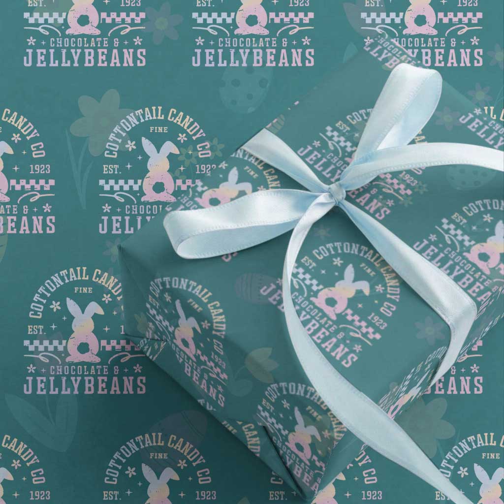 Cottontail Candy Company Easter Wrapping Paper Roll Carrot Bunny Rabbit Family Matching TS10 Teal Print Your Wear