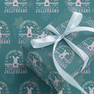 Cottontail Candy Company Easter Wrapping Paper Roll Carrot Bunny Rabbit Family Matching TS10 Teal Print Your Wear