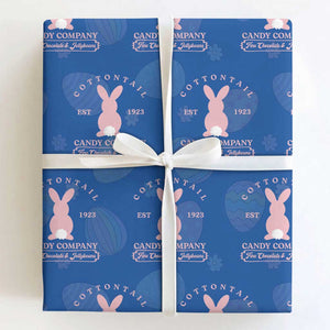 Cottontail Candy Company Vintage Easter Bunny Wrapping Paper Roll Retro Chocolate and Jellybeans Spring Lovers TS02 Royal Blue Print Your Wear