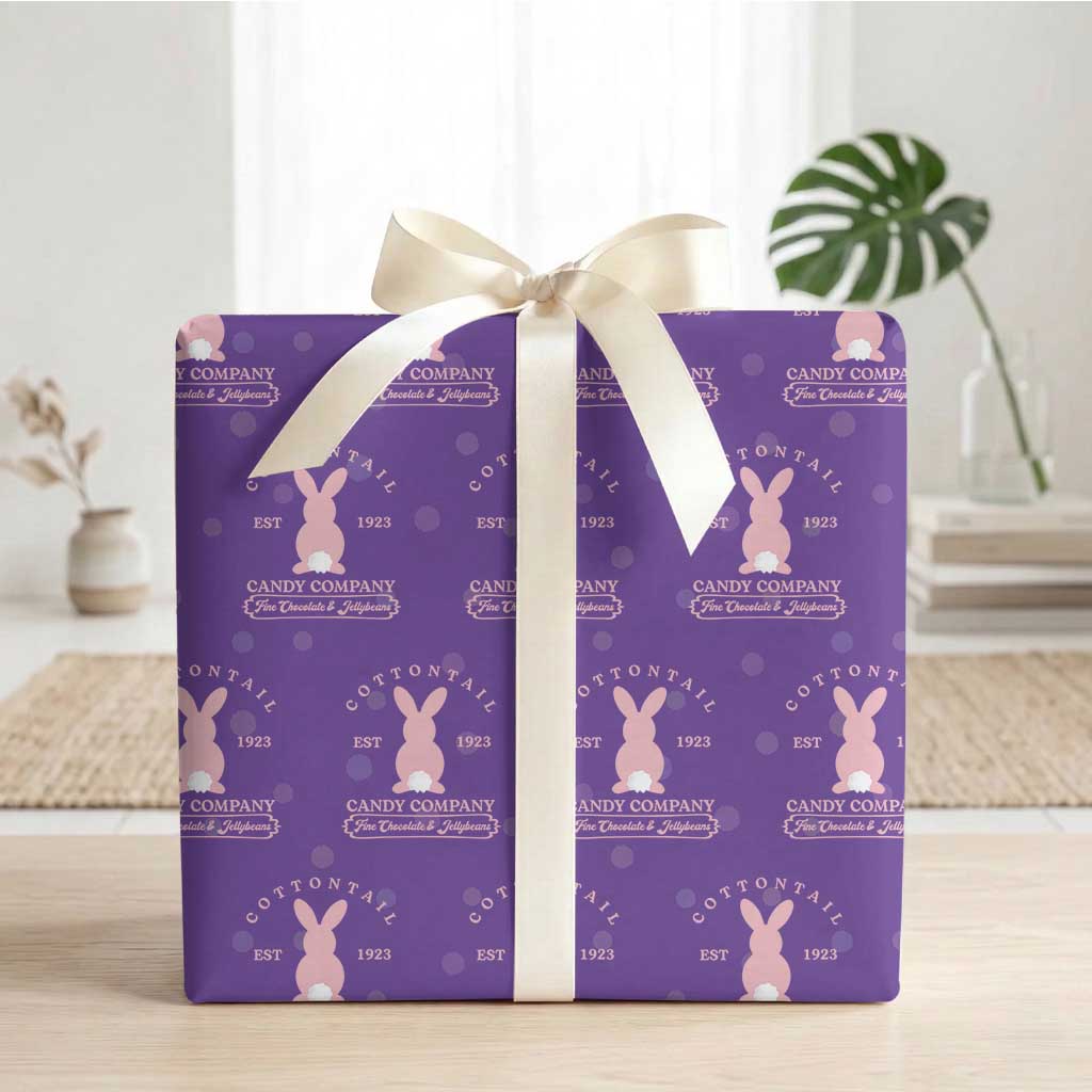 Cottontail Candy Company Vintage Easter Bunny Wrapping Paper Roll Retro Chocolate and Jellybeans Spring Lovers TS02 Purple Print Your Wear