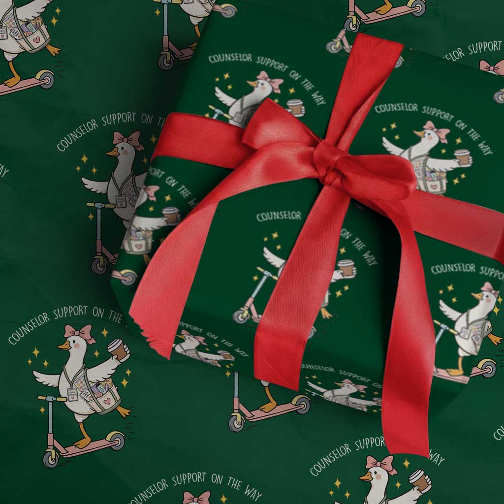 Counselor Support On The Way Wrapping Paper Roll Silly Goose School Counselor TS14 Green Print Your Wear