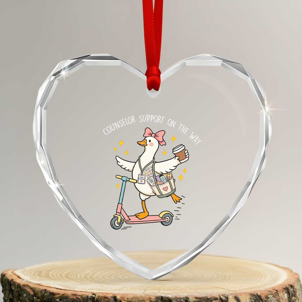 Counselor Support On The Way Heart Crystal Glass Ornament Silly Goose School Counselor TS14 Transparent Glass 3'' Heart Print Your Wear