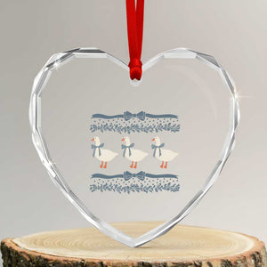 Country Goose 80s Heart Crystal Glass Ornament 1980s Geese Blue Bowed Mama Goose TS02 Transparent Glass 3'' Heart Print Your Wear